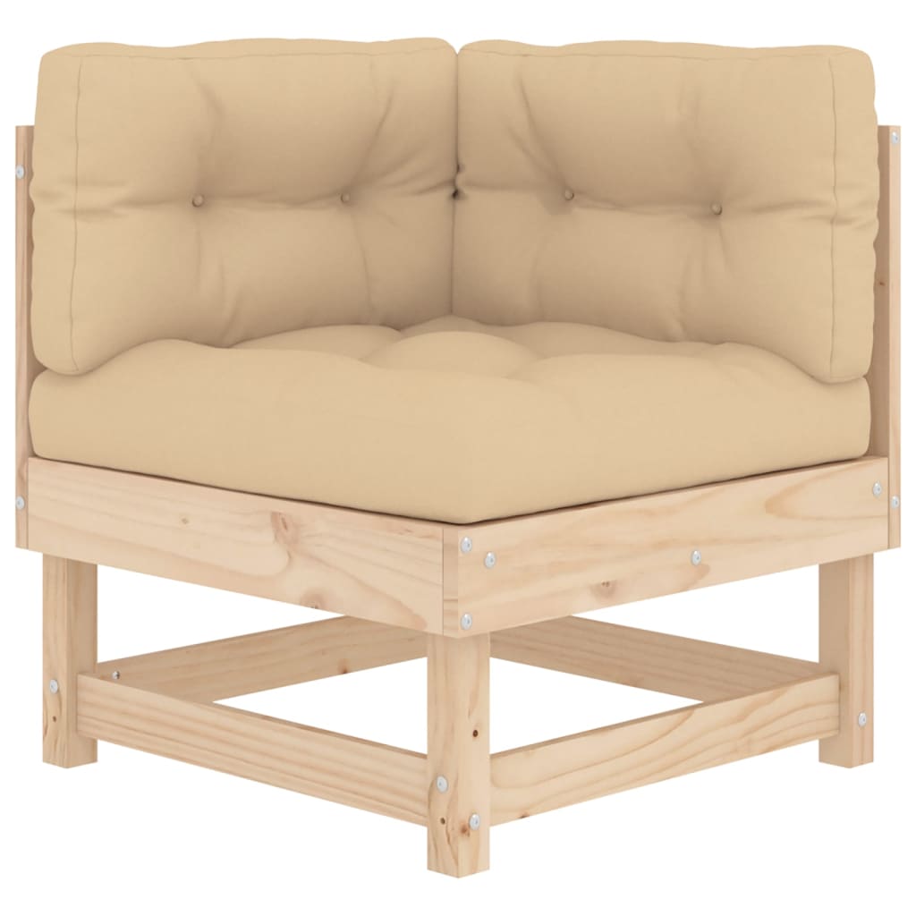 Juego de muebles de jardín 8 pzas y cojines madera maciza