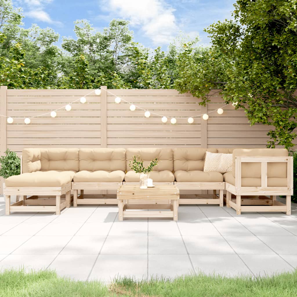 Conjunto de móveis de jardim 8 peças e almofadas madeira maciça