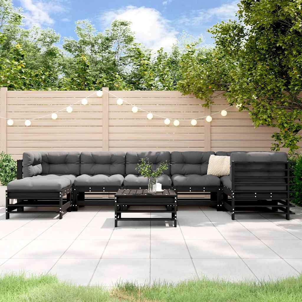 Conjunto de móveis de jardim 8 peças e almofadas madeira maciça