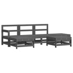 Juego de muebles de jardín 6 pzas y cojines madera maciza gris