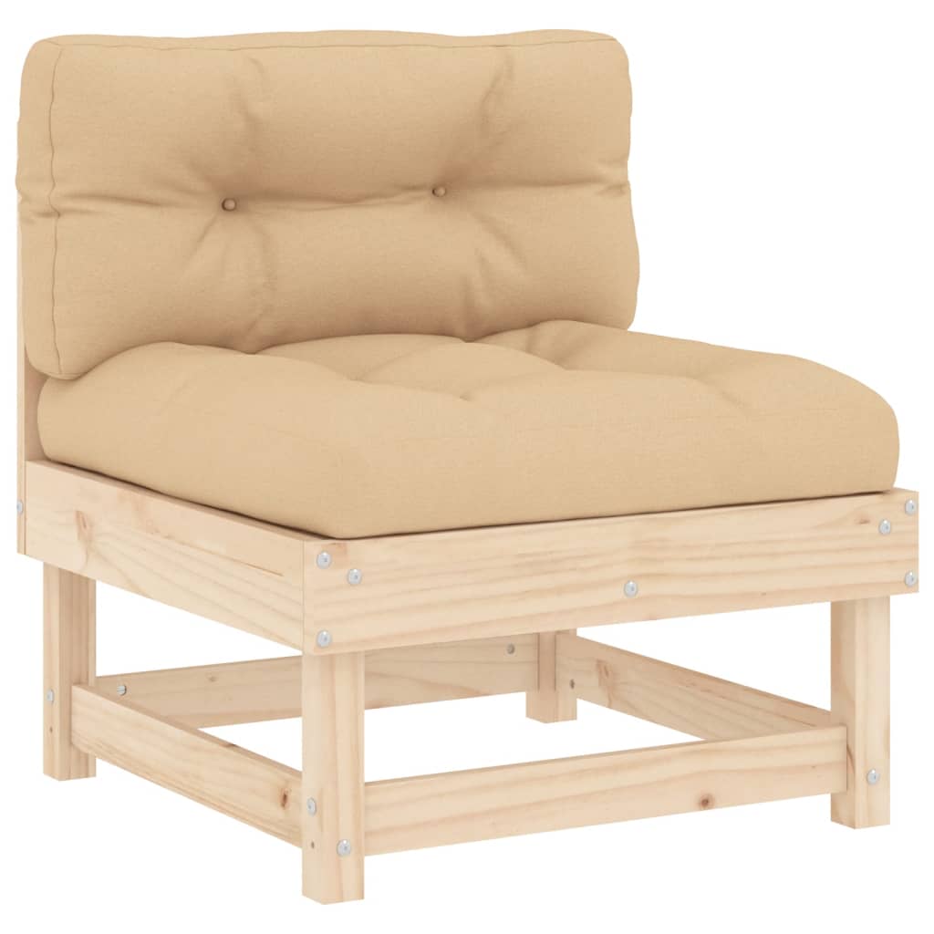 Juego de muebles de jardín 4 piezas y cojines madera maciza
