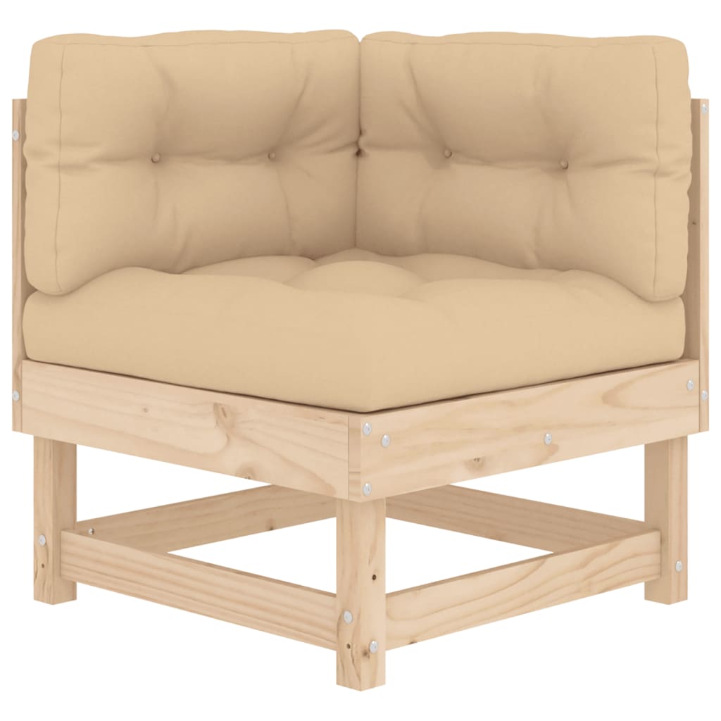Juego de muebles de jardín 4 piezas y cojines madera maciza