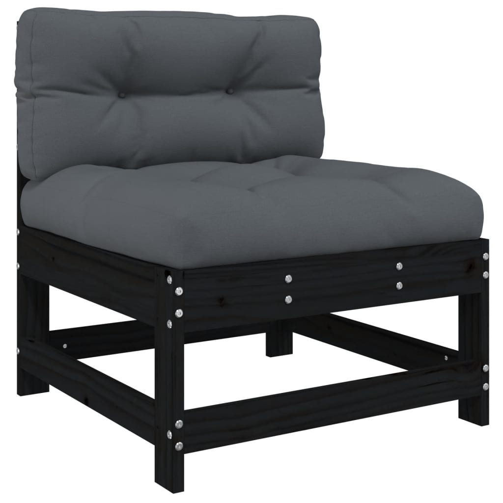 Juego de muebles de jardín 4 pzas y cojines madera maciza negro