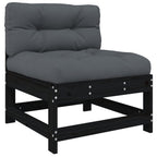 Juego de muebles de jardín 4 pzas y cojines madera maciza negro