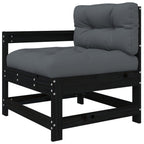 Juego de muebles de jardín 4 pzas y cojines madera maciza negro