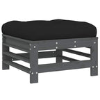 Juego de muebles de jardín 10 pzas y cojines madera maciza gris