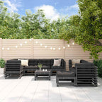 Juego de muebles de jardín 10 pzas y cojines madera maciza gris