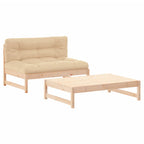 Juego de muebles de jardín 2 piezas y cojines madera maciza
