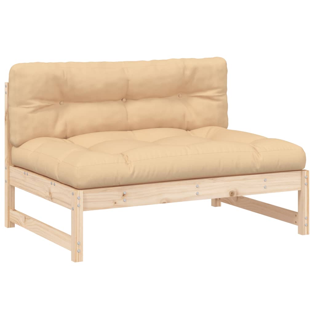Juego de muebles de jardín 2 piezas y cojines madera maciza