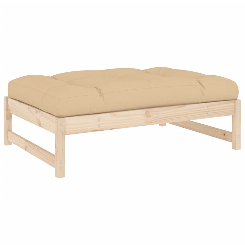 Juego de muebles de jardín 2 piezas y cojines madera maciza