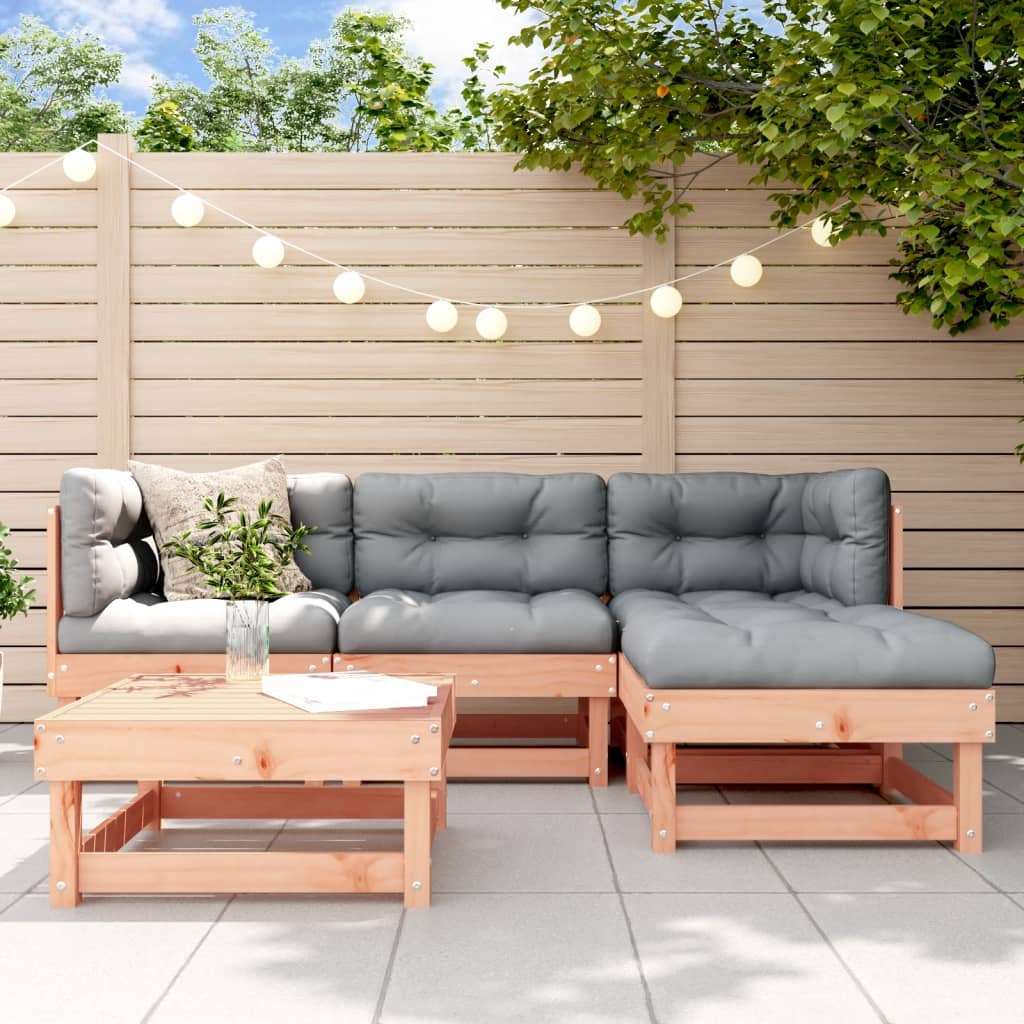 Conjunto de sofás de jardim 5 peças madeira de pinho maciça cinzenta