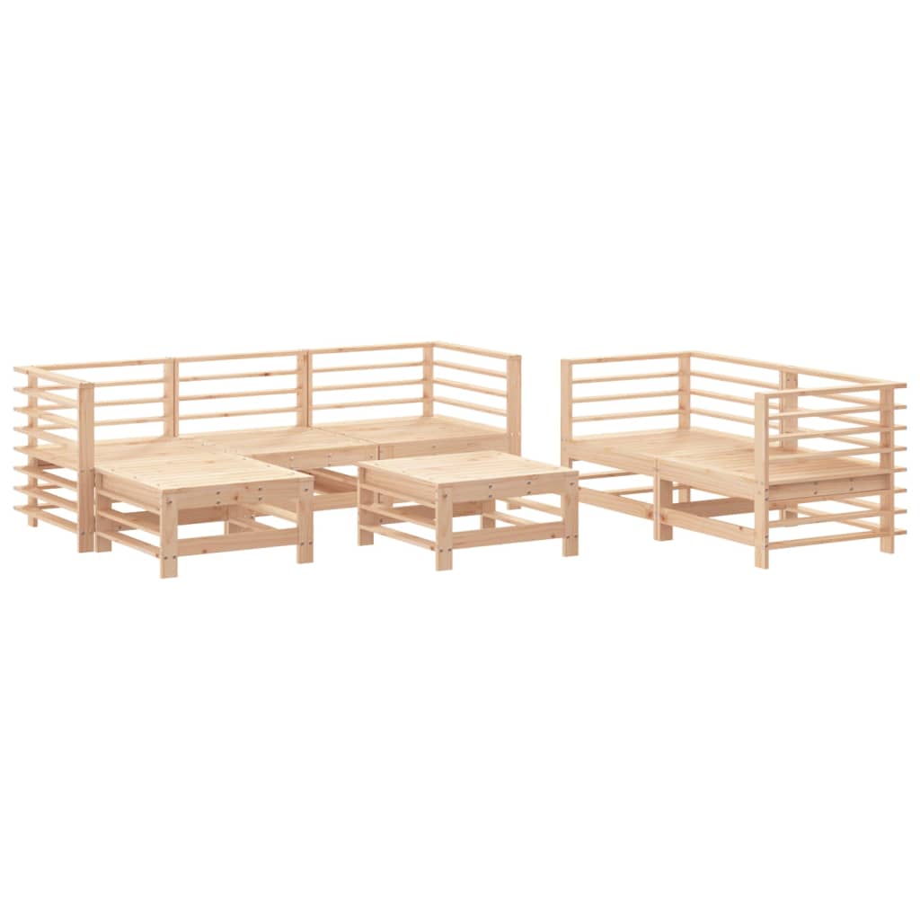 Juego de muebles de jardín 7 piezas madera maciza de pino