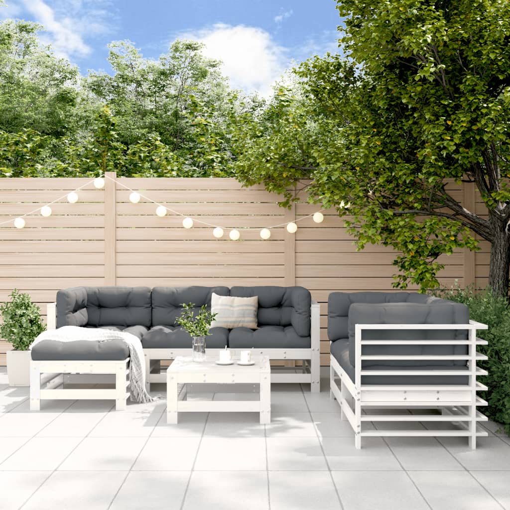 Conjunto de mobiliário de jardim 7 peças madeira maciça abeto Douglas