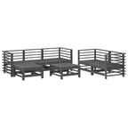 Juego de muebles de jardín 7 piezas madera maciza de pino gris