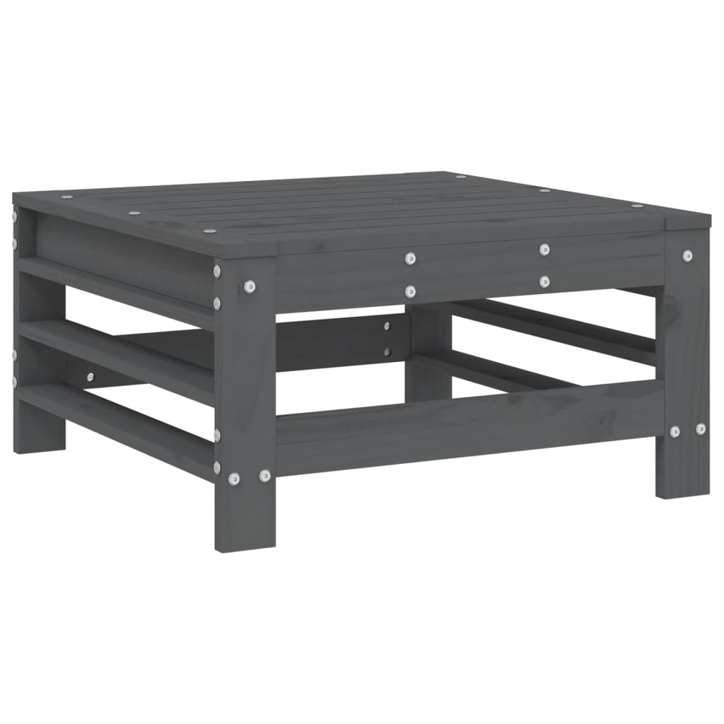 Juego de muebles de jardín 7 piezas madera maciza de pino gris