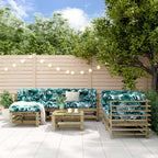 Juego de muebles de jardín 7 piezas madera maciza de pino gris
