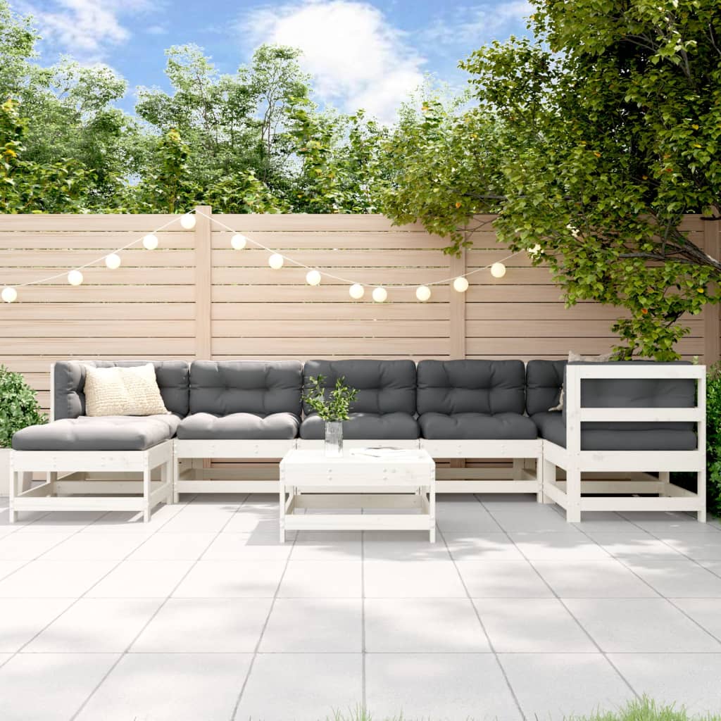 Conjunto de móveis de jardim 8 peças madeira maciça de pinho