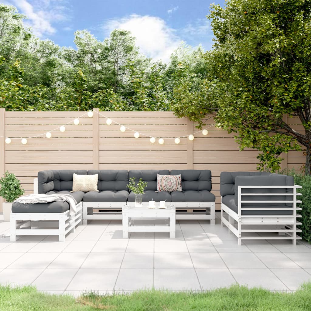 Conjunto de móveis de jardim 10 peças madeira maciça de pinho