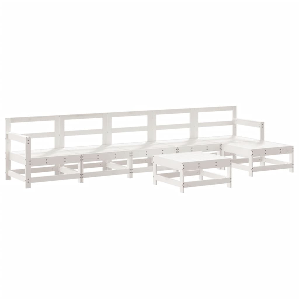 Juego de muebles de jardín 7 pzas madera maciza de pino blanco