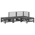 Juego de muebles de jardín 4 pzas madera maciza de pino gris
