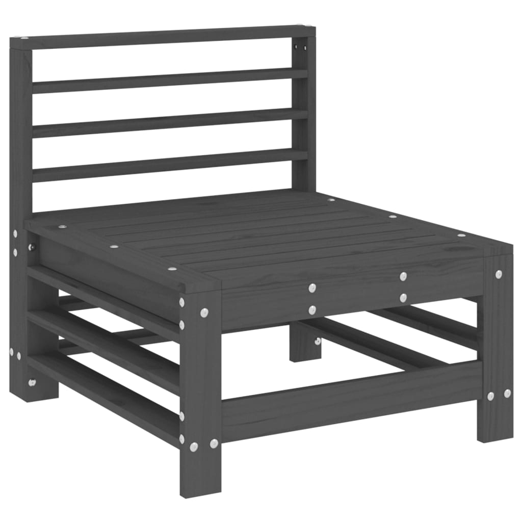 Juego de muebles de jardín 4 pzas madera maciza de pino gris