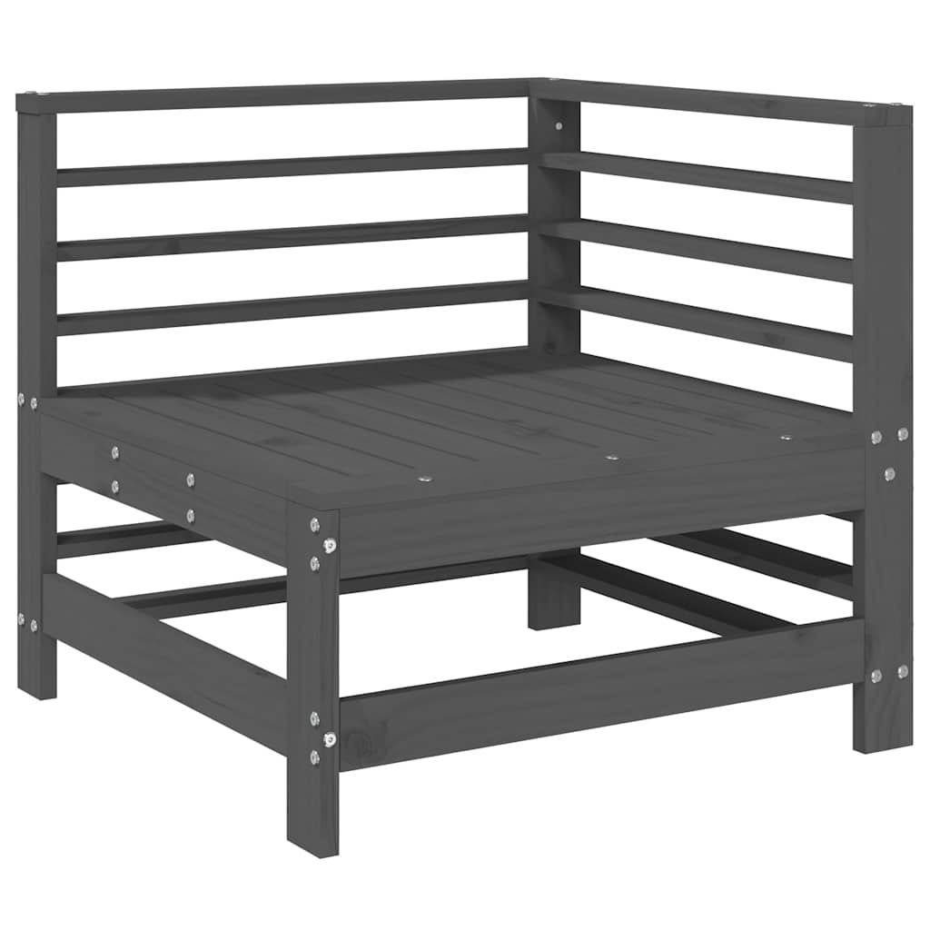Juego de sofás de jardín 5 piezas madera maciza de pino gris