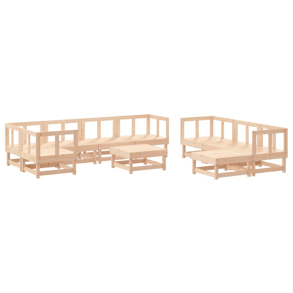 Juego muebles de jardín 10 piezas madera maciza pino