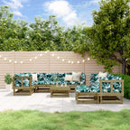 Juego de muebles de jardín 10 piezas madera maciza pino blanco