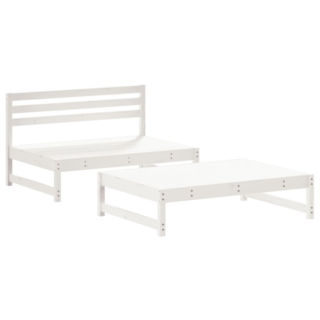Juego de muebles de jardín 2 piezas madera maciza pino blanco