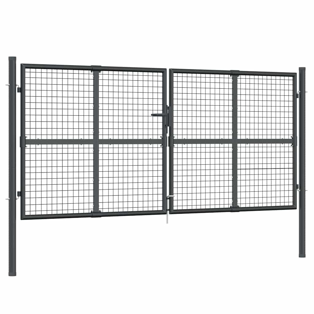 Puerta de jardín de malla color antracita 300 x 125 cm acero galvanizado
