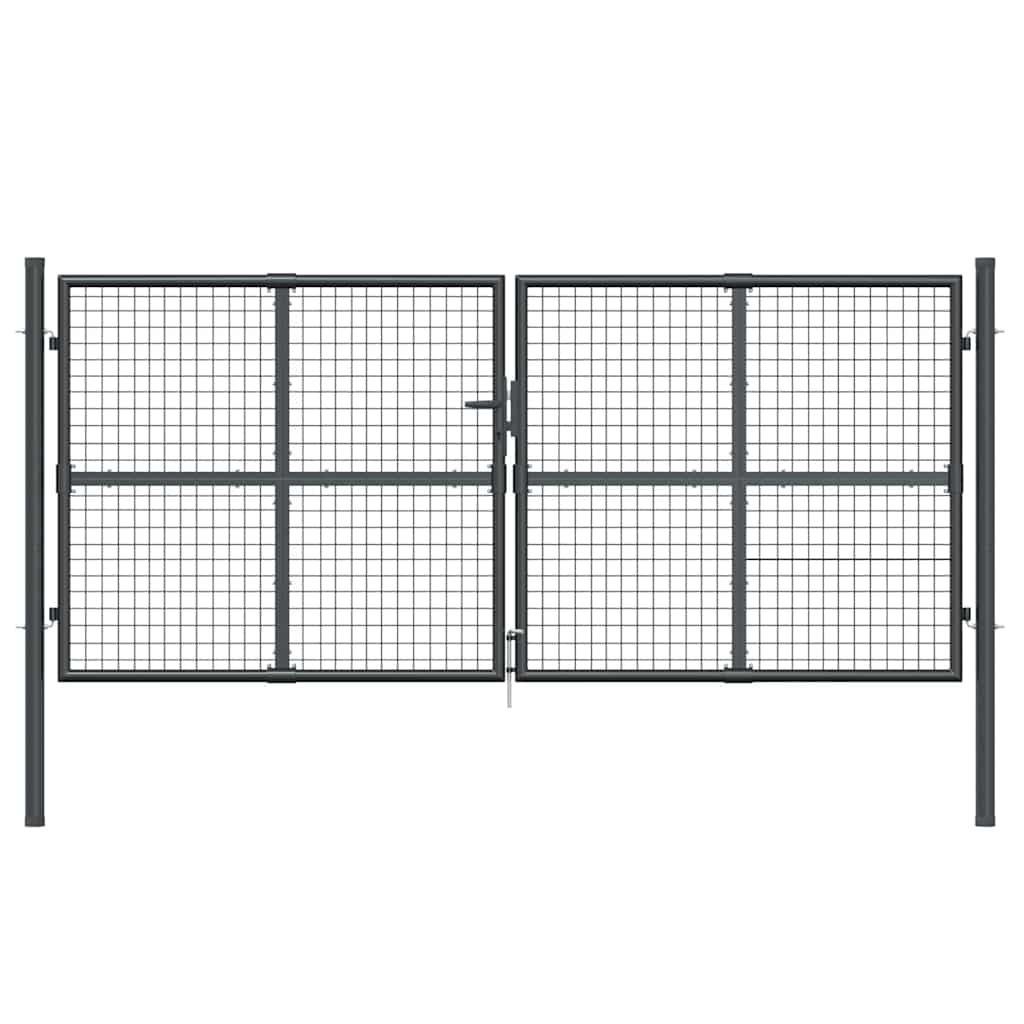 Puerta de jardín de malla color antracita 300 x 125 cm acero galvanizado
