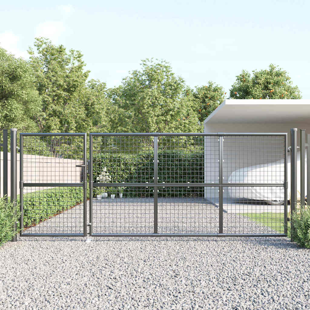 Puerta de jardín de malla color antracita 300 x 125 cm acero galvanizado