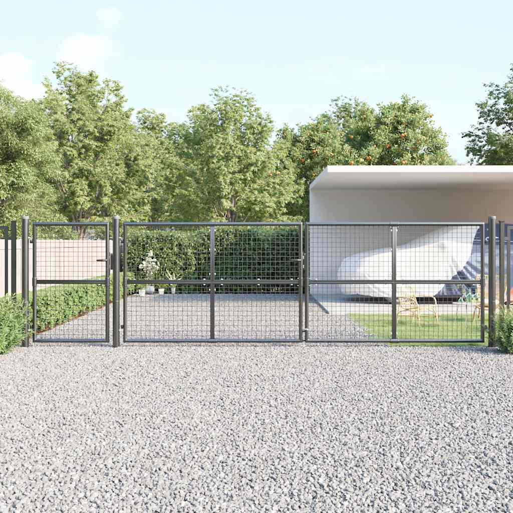 Puerta de jardín de malla color antracita 300 x 125 cm acero galvanizado