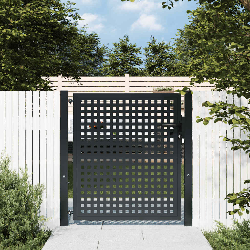 Puerta de jardín Antracita 100x100 cm Acero