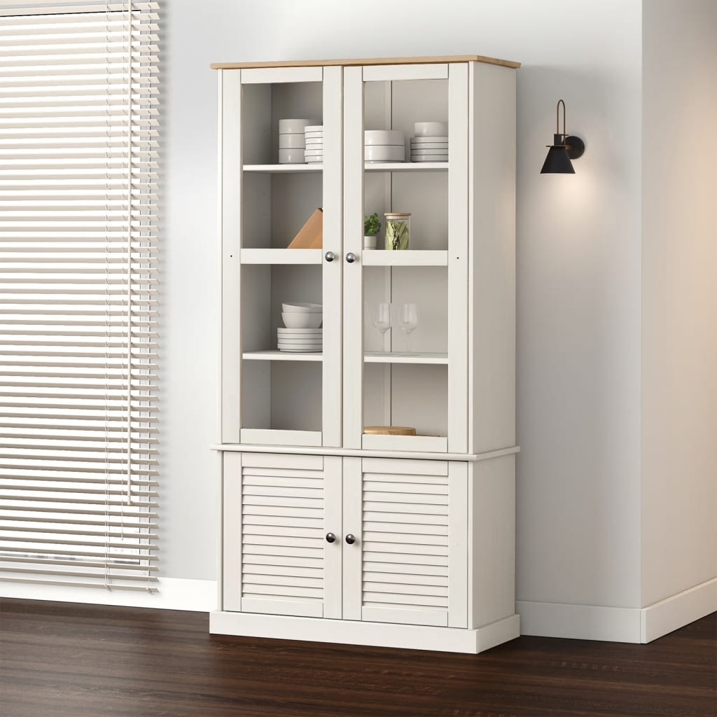Armario con vitrina VIGO madera maciza de pino 85x35x170 cm