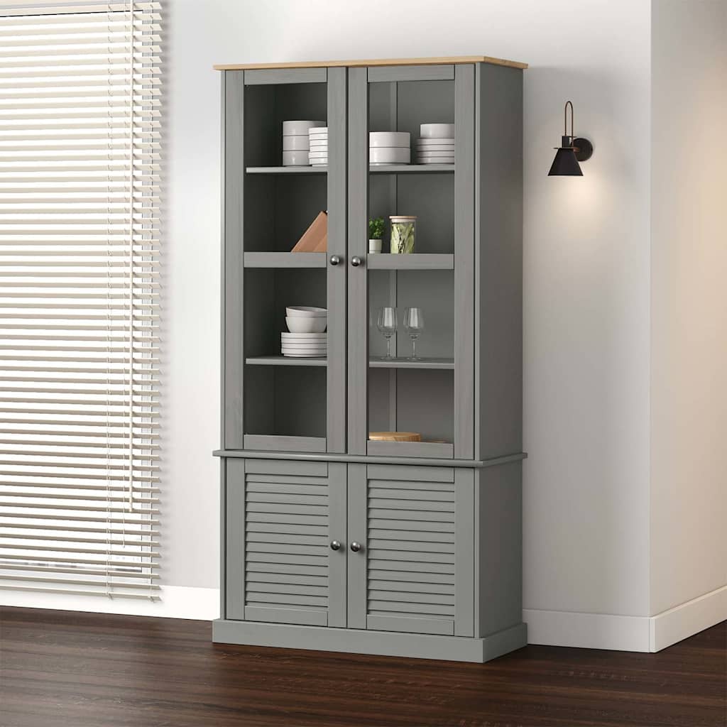 Armario con vitrina VIGO madera maciza de pino 85x35x170 cm