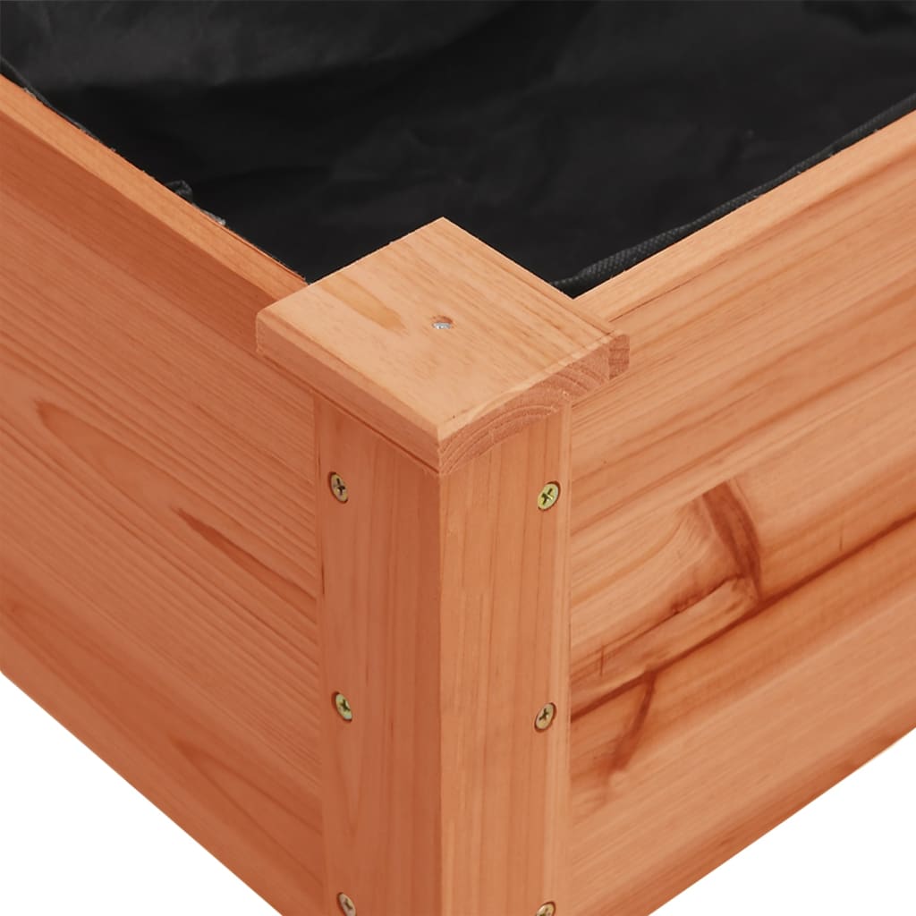 Jardinera con forro y ruedas madera abeto marrón 118x59x80 cm