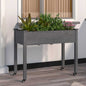 Jardinera con forro y ruedas madera abeto marrón 118x59x80 cm