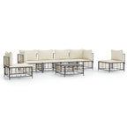 Set muebles de jardín 7 pzas y cojines ratán PE gris antracita