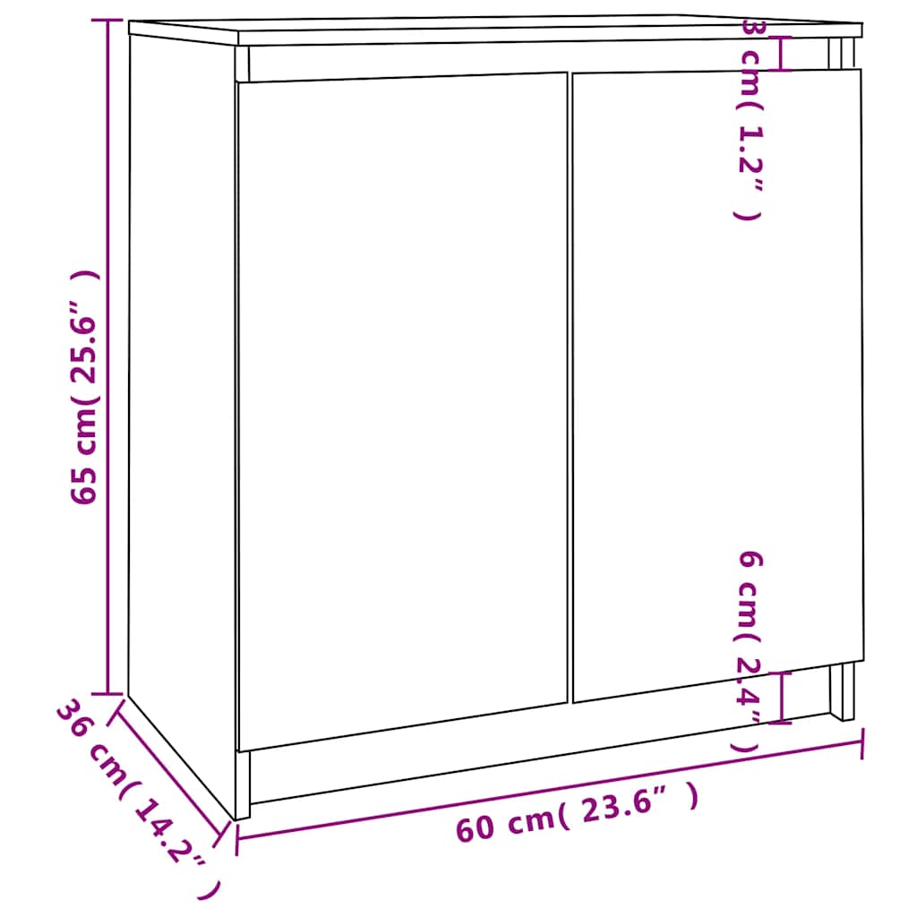 Armario auxiliar de madera maciza de pino 60x36x65 cm