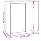 Armario auxiliar de madera maciza de pino 60x36x65 cm