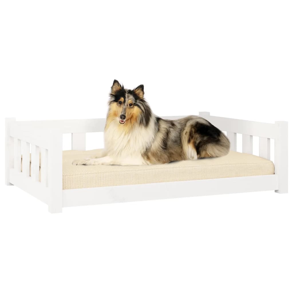 Cama para perros madera maciza de pino blanco 95,5x65,5x28 cm