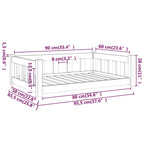 Cama para perros madera maciza de pino blanco 95,5x65,5x28 cm