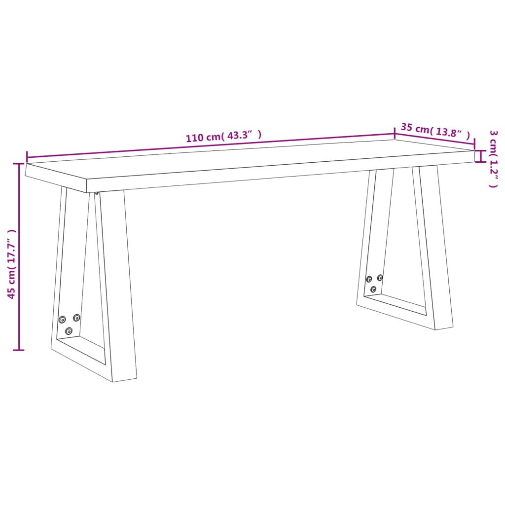 Juego de comedor con borde vivo 3 piezas madera maciza acacia