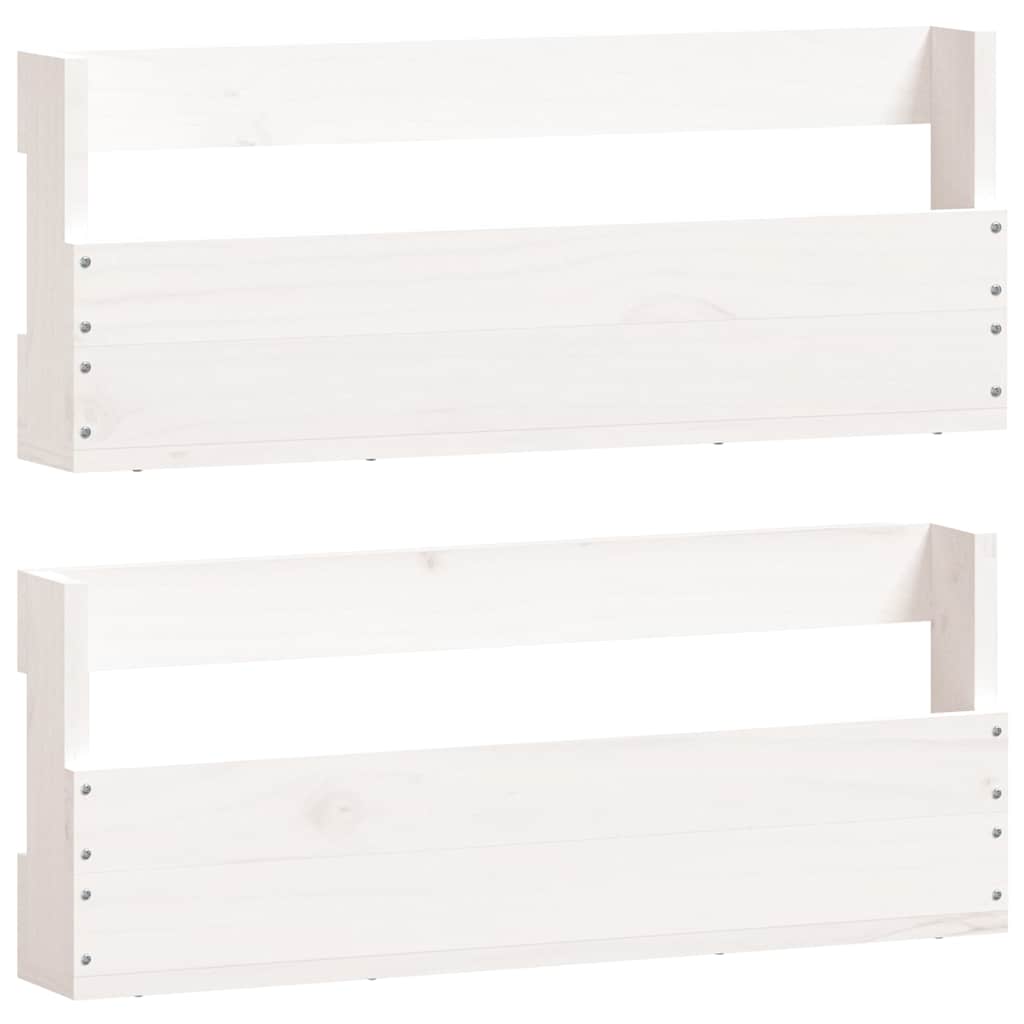 Estantes de zapatos de pared 2 uds madera pino blanco 59x9x23cm