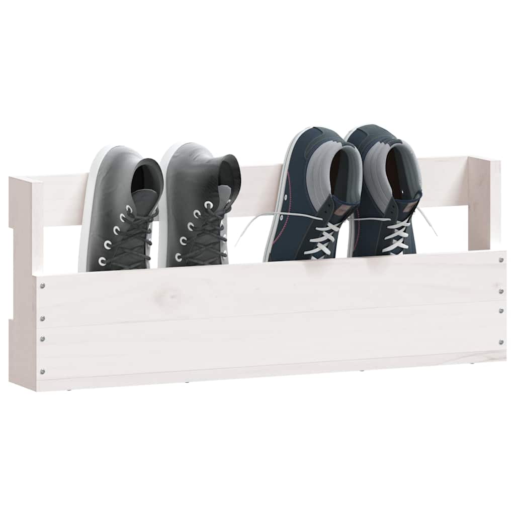 Estantes de zapatos de pared 2 uds madera pino blanco 59x9x23cm