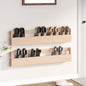 Estantes de zapatos de pared 2 uds madera pino blanco 59x9x23cm