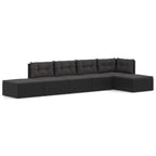 Set muebles de jardín 6 piezas y cojines ratán sintético negro