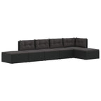 Set muebles de jardín 6 piezas y cojines ratán sintético negro