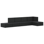 Set muebles de jardín 6 piezas y cojines ratán sintético negro